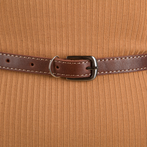 Ремень женский кожаный коричневый с молитвой Честному Кресту и Иисусовой молитвой, ширина 1,8 см, с  фото 5