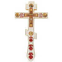 Крест напрестольный латунный восьмиконечный, эмаль, 14,5х26 см