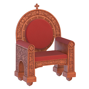 Архиерейский трон "Владимирский", цвет "кипарис", 104х70х149 см (красная ткань)