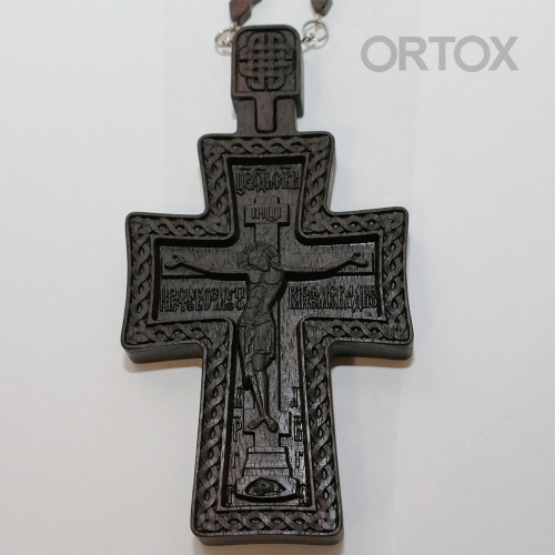 Крест наперсный "Наградной" деревянный резной, с цепью, 7х10 см фото 2