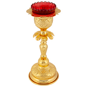 Лампада напрестольная, цинковый сплав, 12х27 см (со стаканчиком)