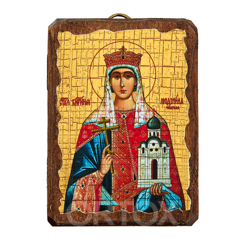 Икона мученицы, благоверной княгини Людмилы Чешской, под старину, 6,5х9 см