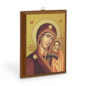 Икона Божией Матери "Казанская" на деревянной основе, цвет "кипарис", на холсте с золочением (9х12 см (под икону А7))