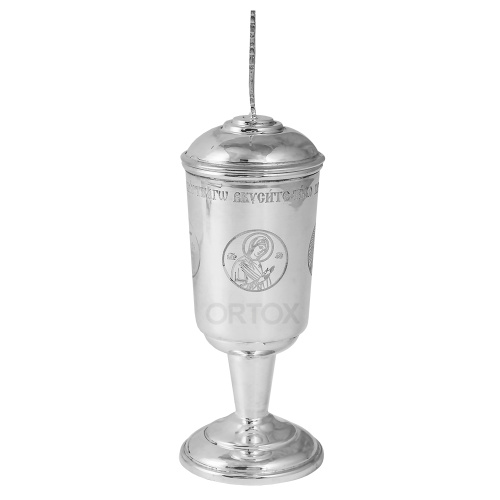 Чаша для елеопомазания из латуни, серебрение, высота 15 см фото 4