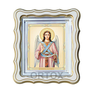 Икона Ангела Хранителя, 25х28 см, фигурная багетная рамка (светлый киот)