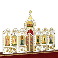Иконостас "Благовещенский" одноярусный белый с золотом (поталь), 664х449х28 см