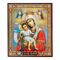 Икона Божией Матери "Достойно есть", бумага, УФ-лак, 10х12 см