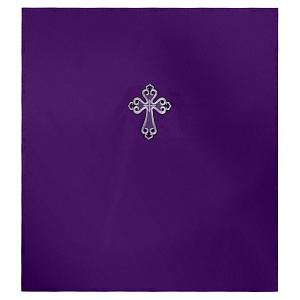 Катапетасма с вышитым крестом, креп-сатин, 140х320 см (фиолетовый)