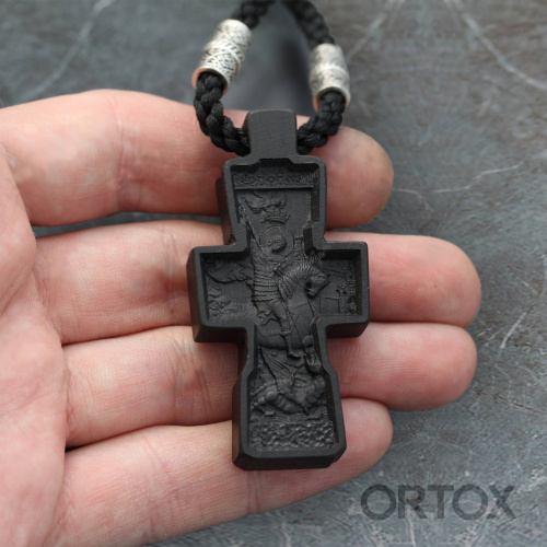 Нательный крест деревянный с серебряным распятием №2 фото 5