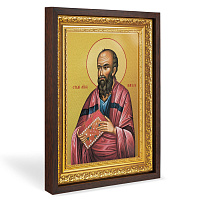 Икона апостола Павла, в широком багете, цвет "темный дуб", на холсте, с золочением, №2