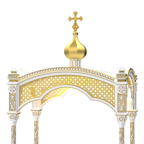 Сень над ракой "Романовская", белая с золотом (патина), 250х180х446 см фото 4