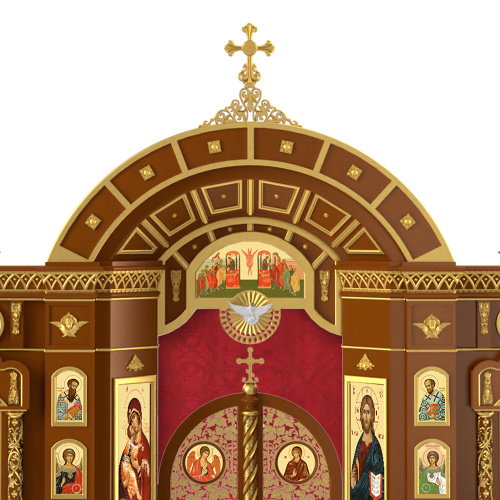 Иконостас "Рождественский" двухъярусный, цвет "кипарис" с золотом (поталь), 848,5х456х53 см фото 7