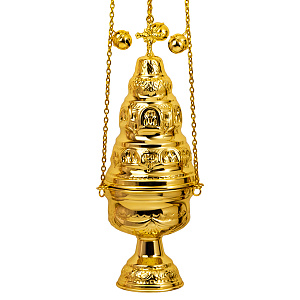 Кадило № 42, латунь, покрытие под золото, 14х32 см (полировка)