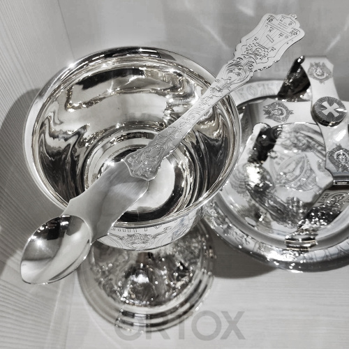 Евхаристический набор: потир, дискос, звездица и лжица (серебро) фото 10