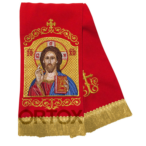 Закладки для Евангелия цветные с иконой Спасителя, 160х14,5 см, вышивка