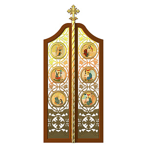 Царские врата для "Благовещенского" иконостаса, цвет "кипарис" с золотом, 100х233х10 см (ясень, металл)