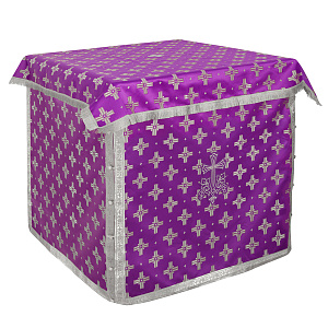 Облачение на престол с пеленой, шелк "Святительский", фиолетовое с серебром (50х50х100 см)