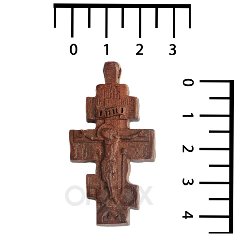 Деревянный нательный крестик «Голгофский малый» восьмиконечный, цвет темный, высота 4,5 см фото 2