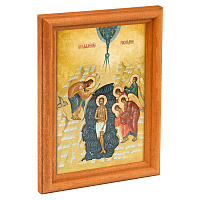 Икона Крещения Господня (Богоявления) в деревянной рамке, 12х1,5х17 см