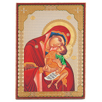 Икона Божией Матери "Взыграние Младенца", МДФ, 6х9 см