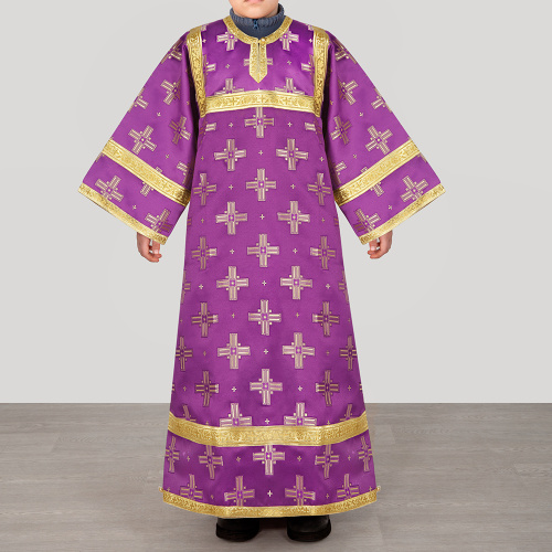 Стихарь алтарника детский, шелк "Святительский", фиолетовый с золотом фото 6