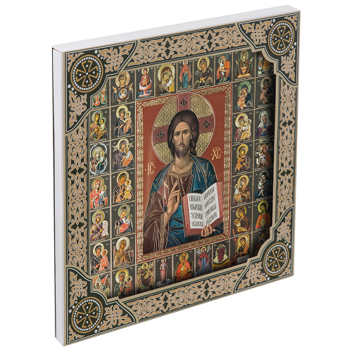 Икона Спасителя "Господь Вседержитель", 25х25 см, багетная рамка фото 3