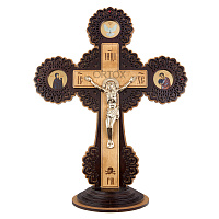 Крест настольный деревянный с латунным распятием, 36х45 см