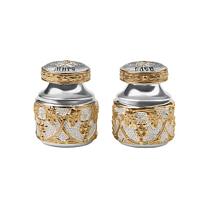 Сосуд для елея и мира из ювелирного сплава с фрагментарной позолотой, высота 4 см (2 сосуда для елея и мира)