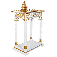 Панихидный стол на 70-100 свечей "Суздальский" белый с золотом (патина), колонны, резьба