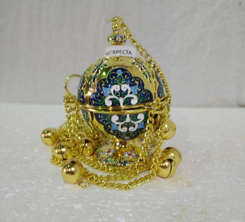 Кадило, цинковый сплав, синяя эмаль, 11х17 см, №2, У 55-0167 фото 2