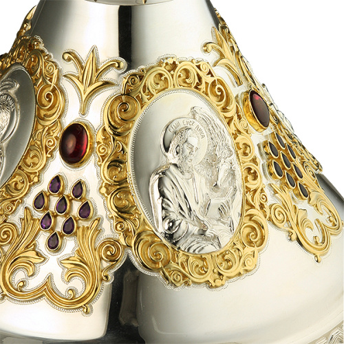 Потир "Богородичный" на 3 л, серебряный, с фрагментарной позолотой, с аметистами и корундами фото 4 Потир "Богородичный" на 3 л, серебряный, с фрагментарной позолотой, с аметистами и корундами фото 4