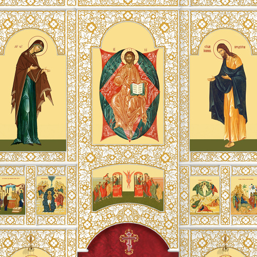 Иконостас деревянный "Суздальский" четырехъярусный белый с золотом (патина), 608х637х25,4 см фото 6 Иконостас деревянный "Суздальский" четырехъярусный белый с золотом (патина), 608х637х25,4 см фото 6