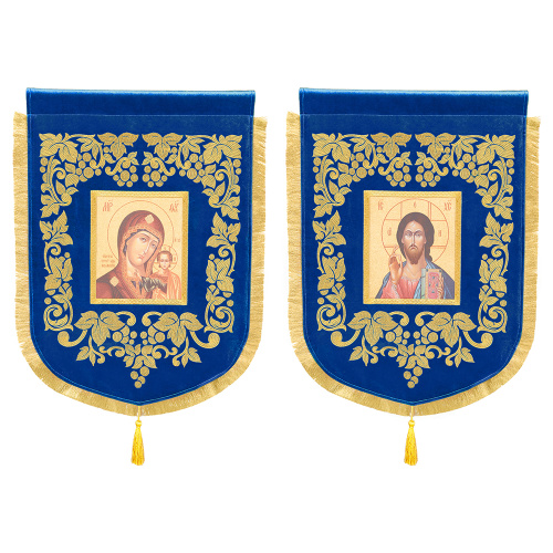 Хоругви малые вышитые голубые, 45х65 см