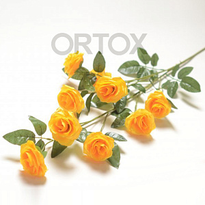 Цветы искусственные "Ветка розы" №3, цвета в ассортименте (желтый)