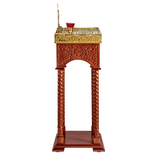 Панихидный стол песковой "Суздальский", цвет "кипарис", колонны, резьба, 40х40х100 см фото 4