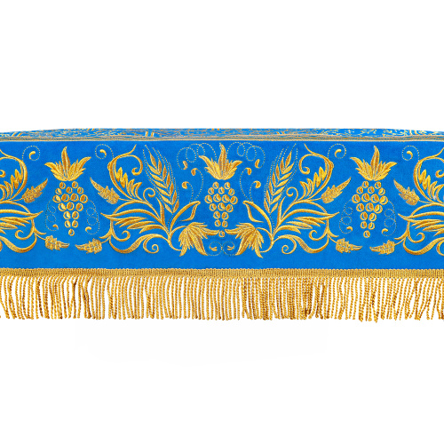 Пелена на престол голубая с золотой вышивкой, парча, 130х130 см фото 4