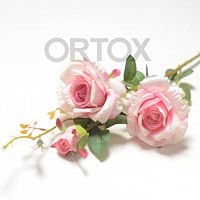 Цветы искусственные "Ветка розы" №6, розовые