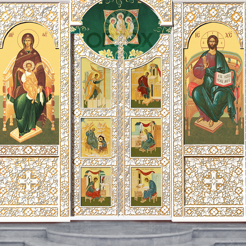 Иконостас "Суздальский" двухъярусный (г. Братск), белый с золотом (патина), 436,6х377,7х20,8 см фото 4