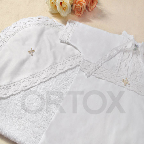 Комплект для крещения "Классика" белый: рубашка, чепчик, пеленка, размер в ассортименте фото 10