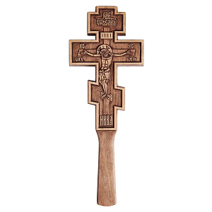 Крест требный деревянный прямоугольный резной, 10,5х27,5 см (светлый)