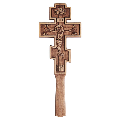 Крест требный деревянный прямоугольный резной, 10,5х27,5 см
