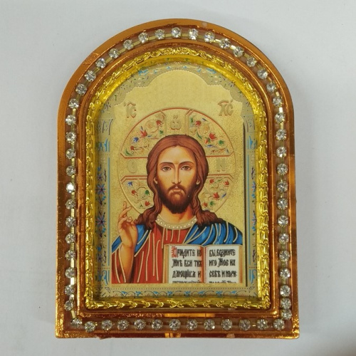Икона настольная Спасителя "Господь Вседержитель", пластиковая рамка, 6,4х8,6 см, У-0838 фото 5
