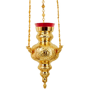 Лампада подвесная, латунь, металлизация под золото, 12х26 см (металл)