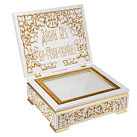 Ковчег для мощей "Суздальский" белый с золотом (патина), 30х25х13 см