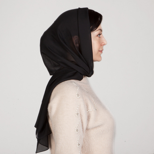 Шарф черный, шелк крепдешин фото 3 Шарф черный, шелк крепдешин фото 3