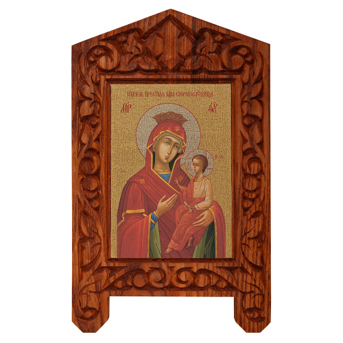 Икона Божией Матери "Скоропослушница" на резной доске "Суздальская", холст с золочением фото 2