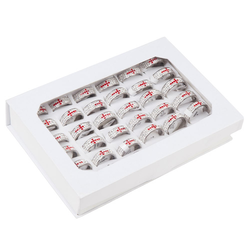 Кольцо "Крест", стразы, микс (упаковка 36 шт.) фото 3 Кольцо "Крест", стразы, микс (упаковка 36 шт.) фото 3