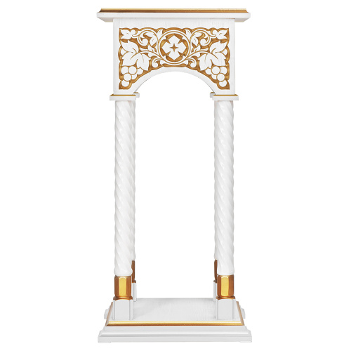 Подставка церковная "Суздальская", белая с золотом (патина), колонны, резьба, 46х46х100 см фото 3