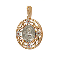 Образок серебряный с ликом блаженной Матроны Московской, позолота, родирование, с фианитами