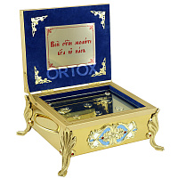 Ковчег для мощей с молитвой, 27х22,5х12 см, эмаль, синяя ткань